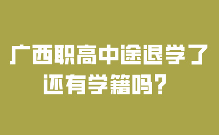 廣西職高中途退學了還有學籍嗎？
