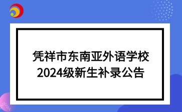 憑祥市東南亞外語學(xué)校2024級(jí)新生補(bǔ)錄公告
